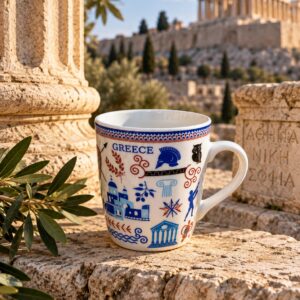 Κεραμική κούπα Greece με μπλε σχέδια