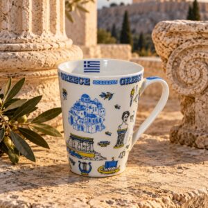 Κεραμική κούπα Greece με μπλε σχέδια